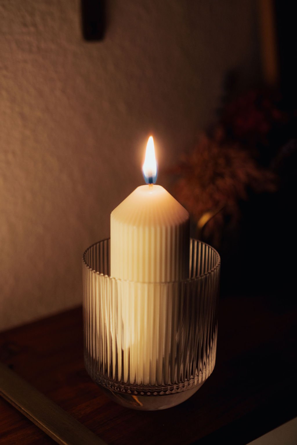 Refill candle placed in Light Provisions glassware