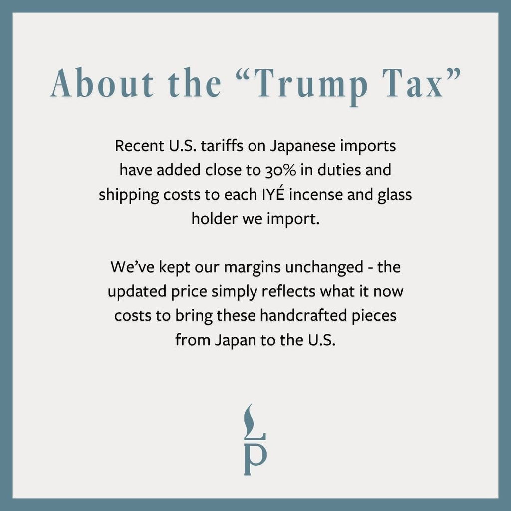 Text about U.S. tariffs on Japanese imports affecting IVé incense and glass holders,