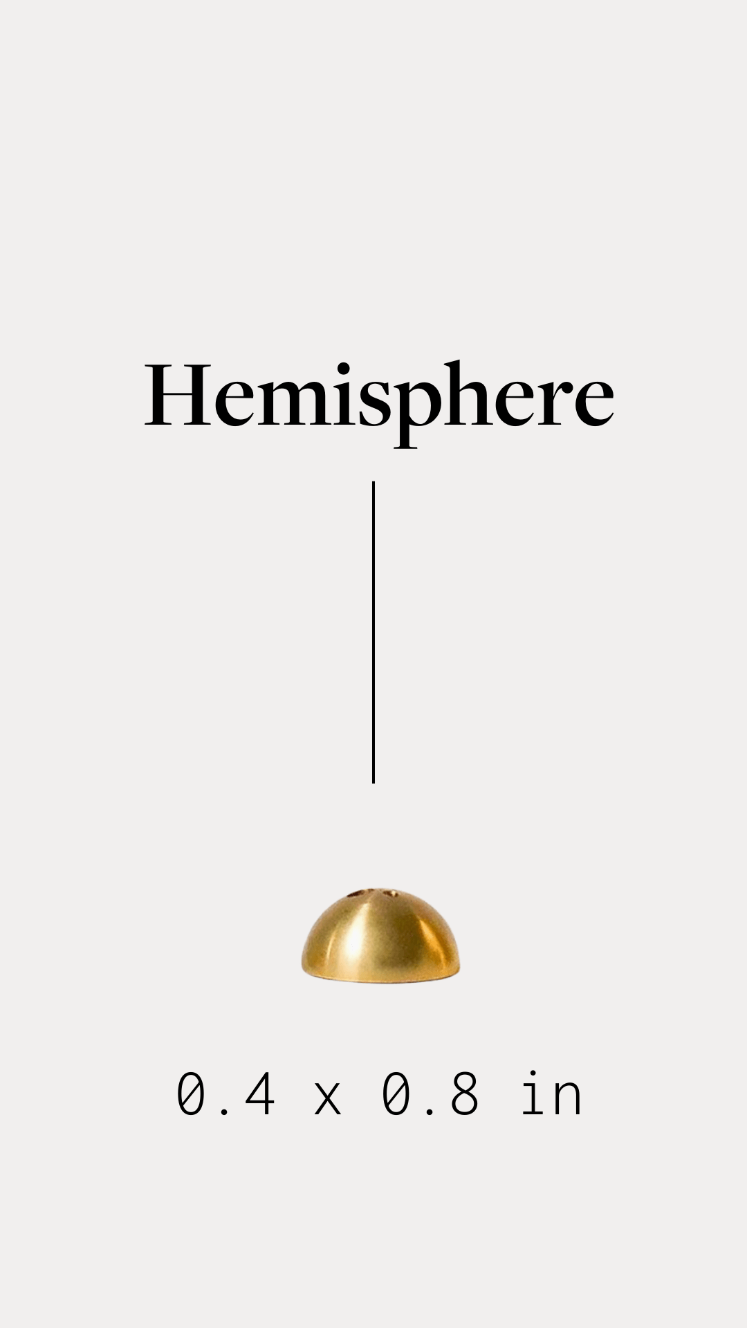 Brass hemisphere incense holder product card showing the holder name and rounded form.