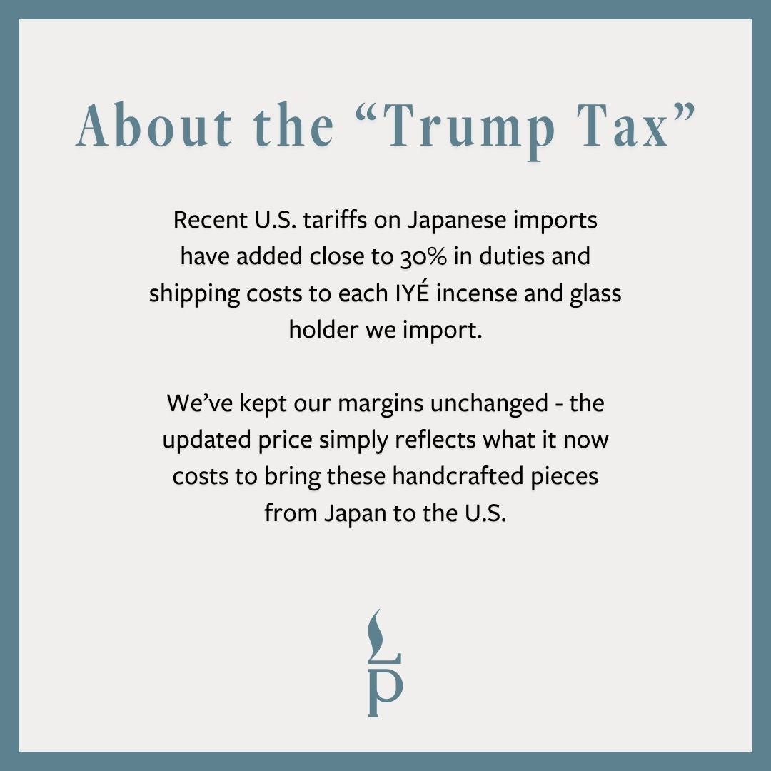 Text about U.S. tariffs on Japanese imports affecting IVé incense and glass holders,