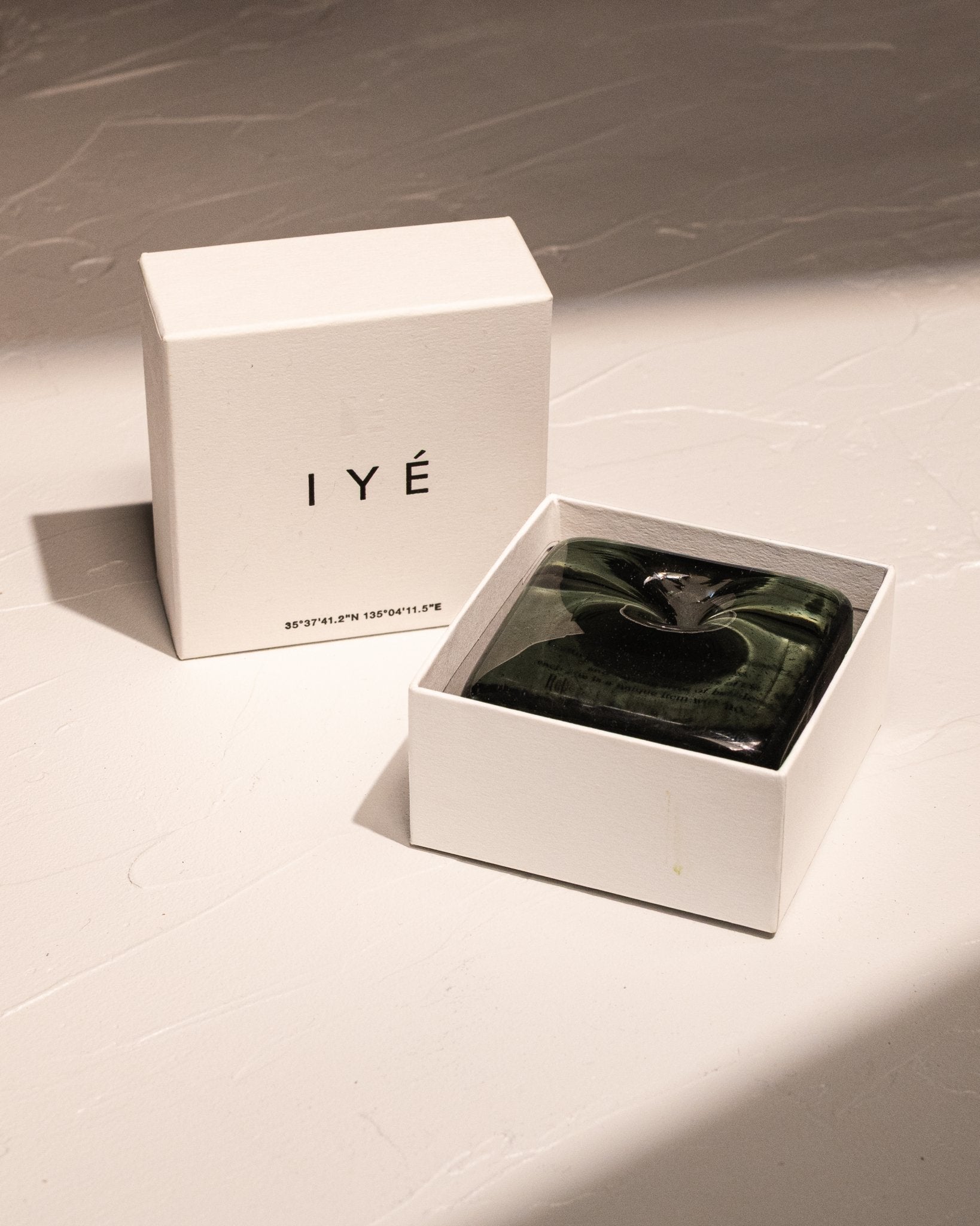 IYE recycled glass incense holder in black-blue with white gift box