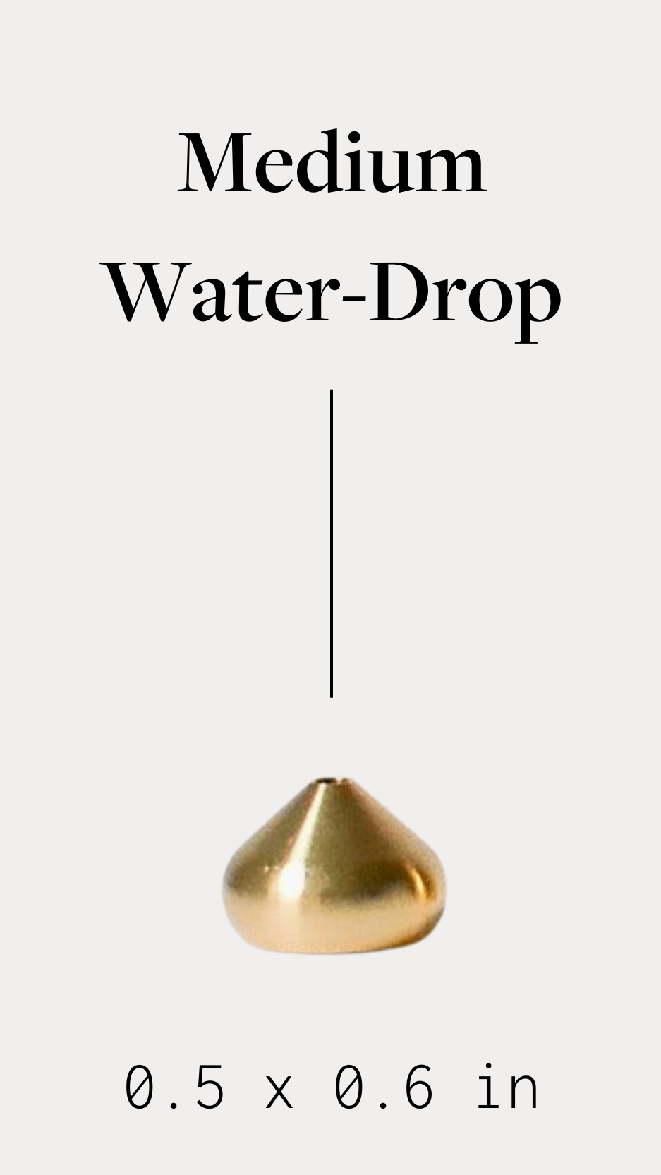 Medium brass waterdrop incense holder product card showing the holder name and shape.