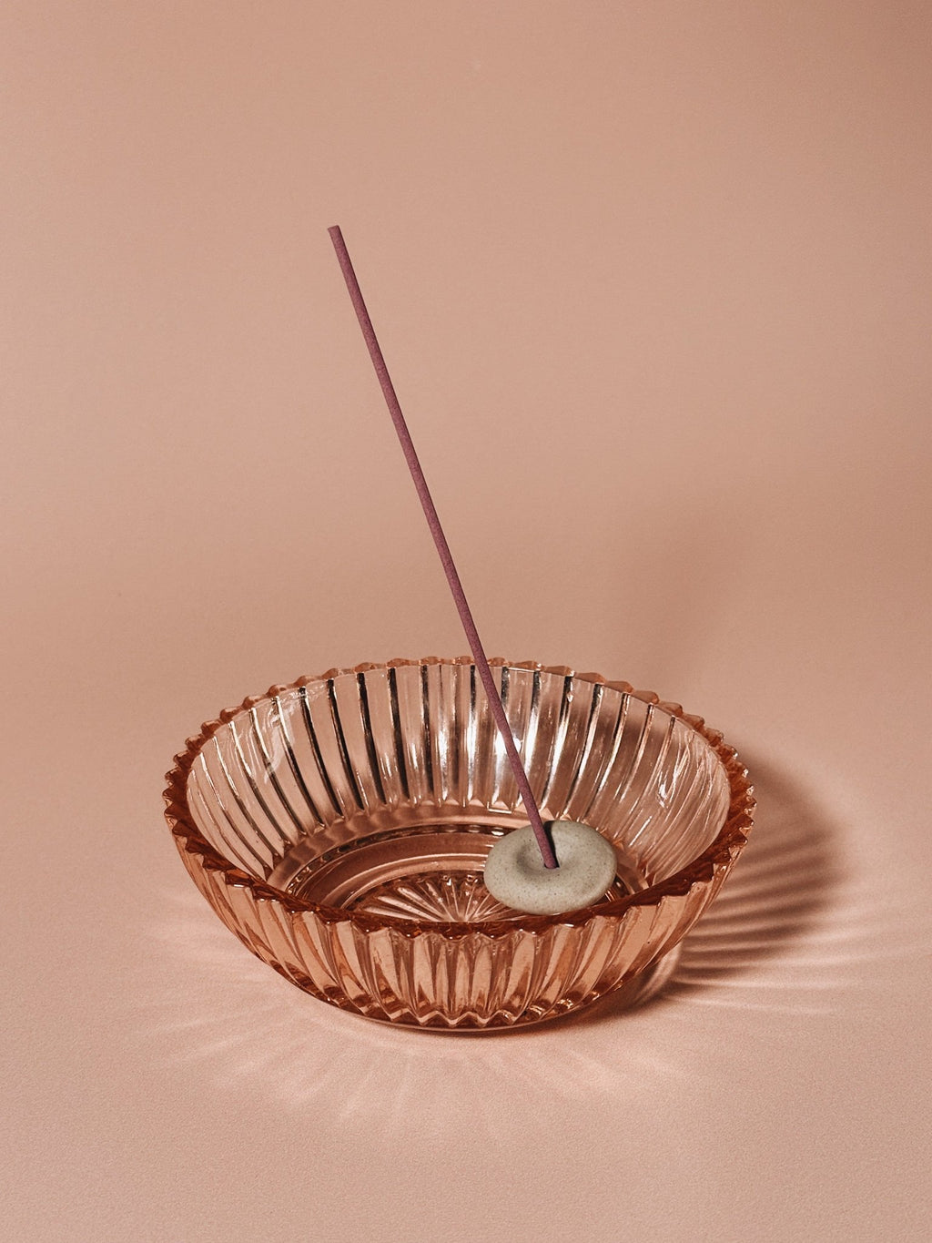 pebble incense holder in Queen Mary vintage pressed glass