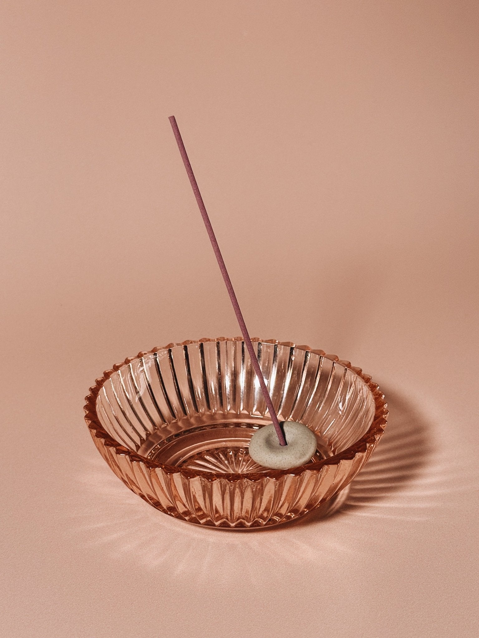 pebble incense holder in Queen Mary vintage pressed glass