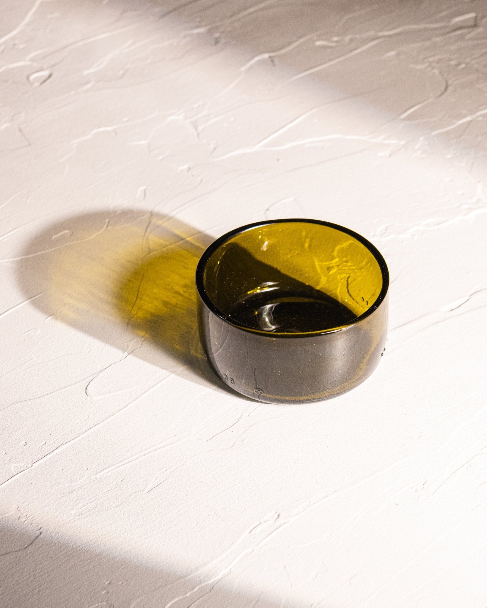 Amber reclaimed bottle glass dish handmade from local glass in Colorado Springs