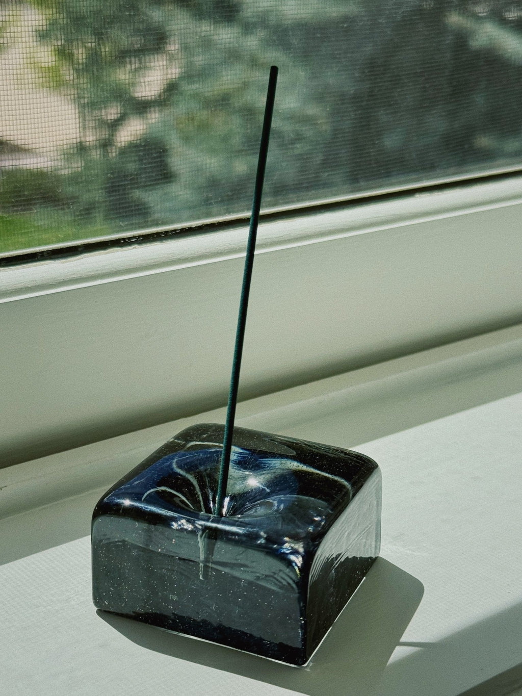 Recycled Glass Incense Holder - Black