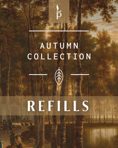Autumn Collection Refills cover graphic with vintage-style autumn forest painting background
