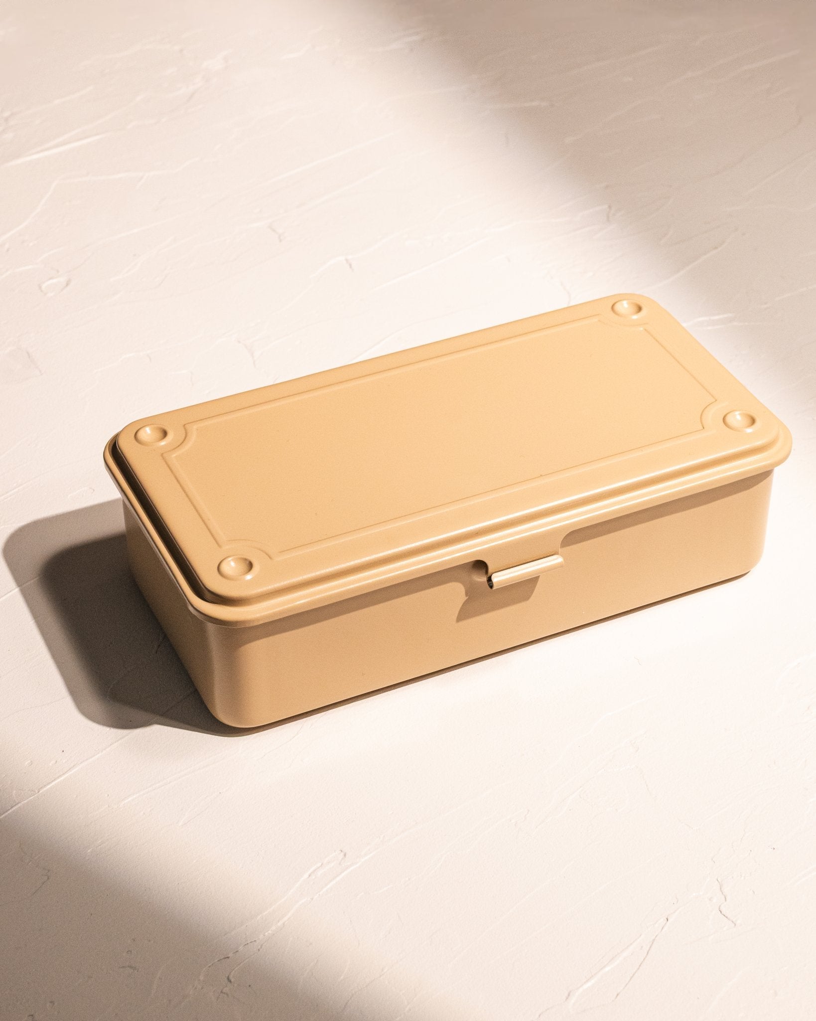 Toyo Steel T-190 storage box in beige for lighters, wick trimmers, and candle accessories, made in Japan