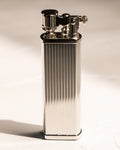 Tsubota Pearl Bolbo Striped lighter in polished silver finish, made in Japan