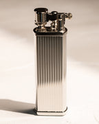 Tsubota Pearl Bolbo Striped lighter in polished silver finish, made in Japan