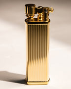 Tsubota Pearl Bolbo Striped lighter in polished gold finish, made in Japan